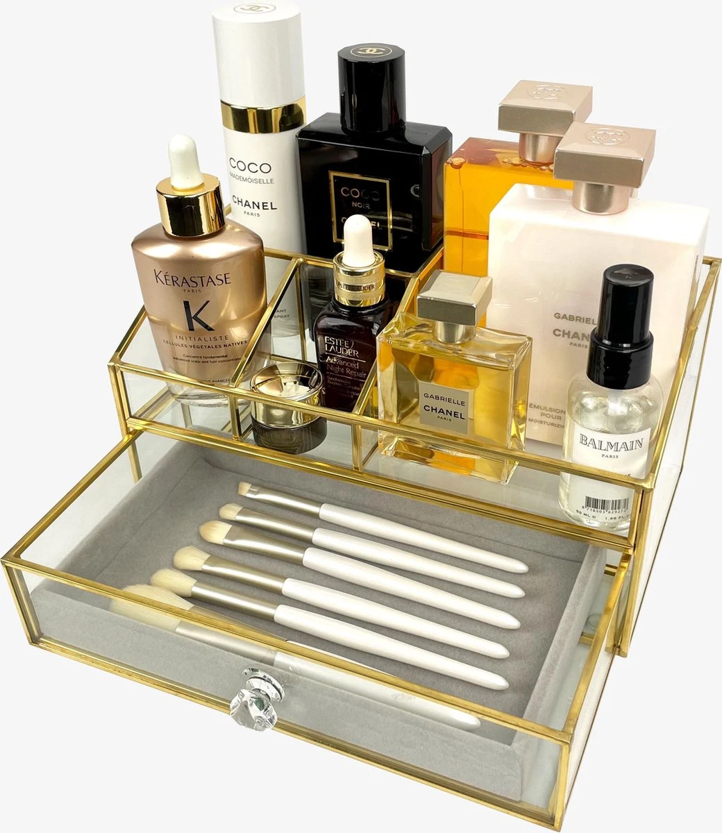 Make Up Organizer Stella | Goud| Cosmetica Organizer|sieraden Organizer | Make Up Organizer | Beautybox | Vitrine Boxje | Glazen Box |Makeup Organizer |Beauty Organizer | Makeupbox |Organizer | Storage Box |Make-uporganizer| Opbergdoos | Sieradendoos 8 Make Up Organizer Stella | Goud| Cosmetica Organizer|sieraden Organizer | Make Up Organizer | Beautybox | Vitrine Boxje | Glazen Box |Makeup Organizer |Beauty Organizer | Makeupbox |Organizer | Storage Box |Make-uporganizer| Opbergdoos | Sieradendoos - Image 6