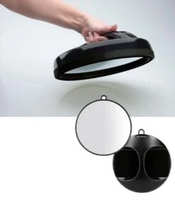 Ronde Kappersspiegel Met Handgreep - Kleur Zwart - Diameter 28 Cm