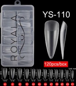 Royala 110 - Waterdrop Binnen En Buiten Full Frosted - Full Cover - Nageltips - Nepnagels - Plaknagels - In Assortimentsbox - 120 Stuks 12 Maten - Voor Gellak Acrylnagellak En PolyGel Nagels - Royala Frosted Tips Line