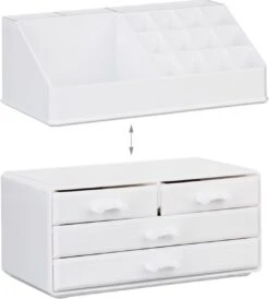 A&K 2in1 Make-up Organizer - 4 Lades Cosmetica Opbergdoos - Kaptafel - Wit -Modecosmetica Winkel 1083x1200 6