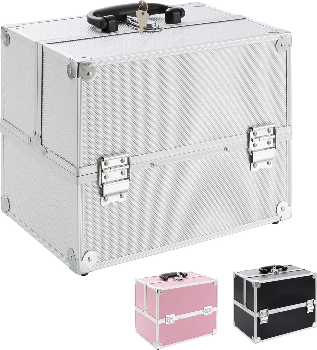 AREBOS Cosmetica Koffer - Beauty Case - Cosmetica Trolley - 15 L - Zilber 14 AREBOS Cosmetica Koffer - Beauty Case - Cosmetica Trolley - 15 L - Zilber - Image 12