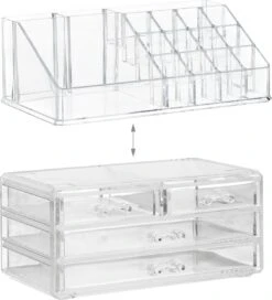 Relaxdays Make-up Organizer - Tweedelig - Cosmetica Opbergdoos - Transparant 34 Relaxdays Make-up Organizer - Tweedelig - Cosmetica Opbergdoos - Transparant -Modecosmetica Winkel 1088x1200 3