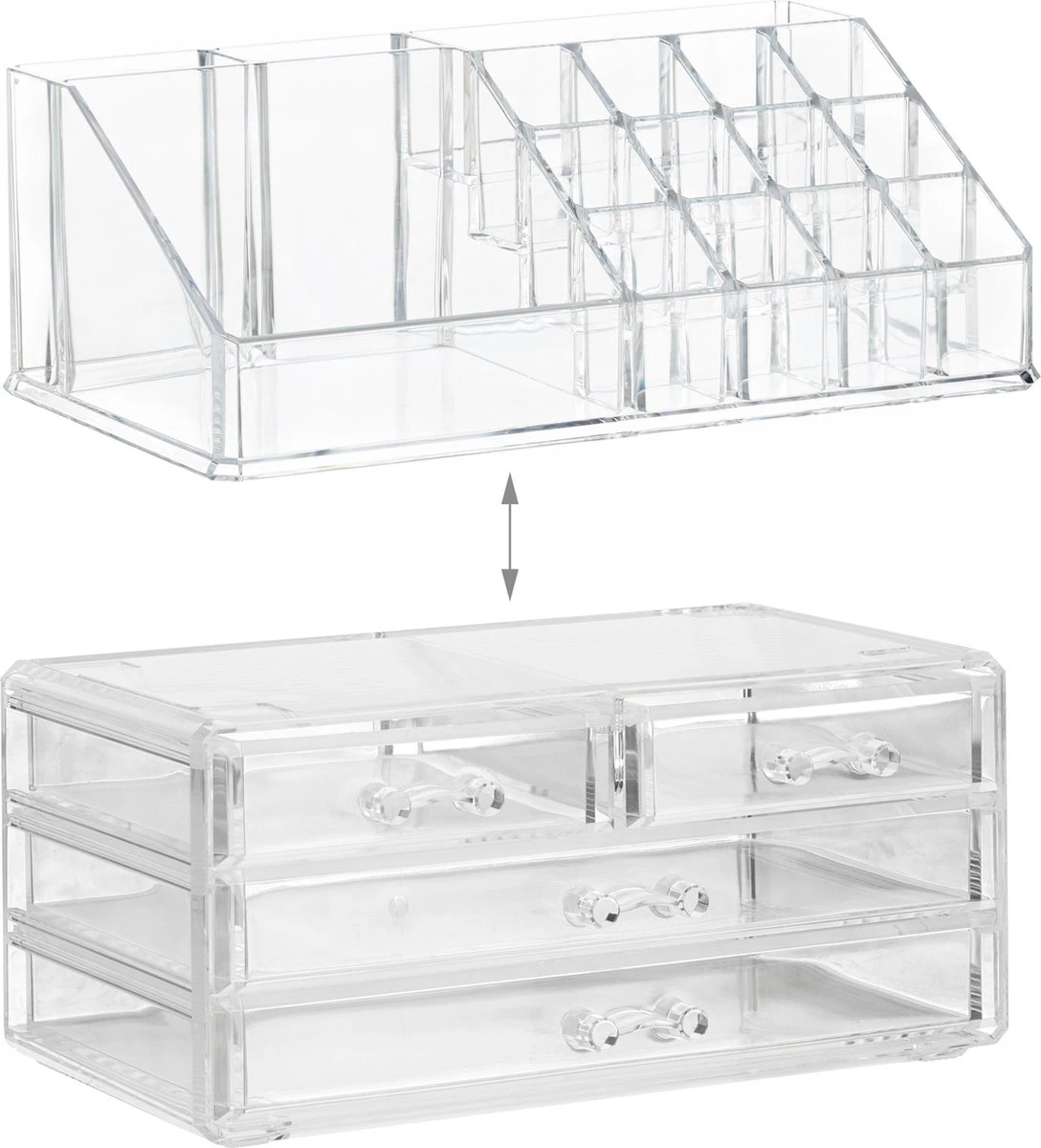 Relaxdays Make-up Organizer - Tweedelig - Cosmetica Opbergdoos - Transparant 18 Relaxdays Make-up Organizer - Tweedelig - Cosmetica Opbergdoos - Transparant - Image 16