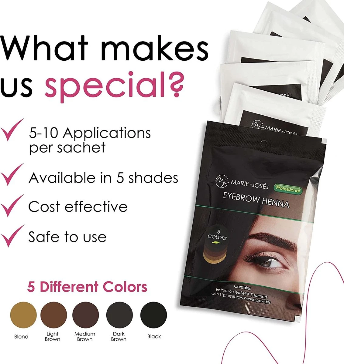 Henna Wenkbrauwverf 5 Kleuren | Henna Brows |Geschikt Voor Minstens 25 Toepassingen | Zelf Je Perfecte Kleur Samenstellen! 4 Henna Wenkbrauwverf 5 Kleuren | Henna Brows |Geschikt Voor Minstens 25 Toepassingen | Zelf Je Perfecte Kleur Samenstellen! - Image 2