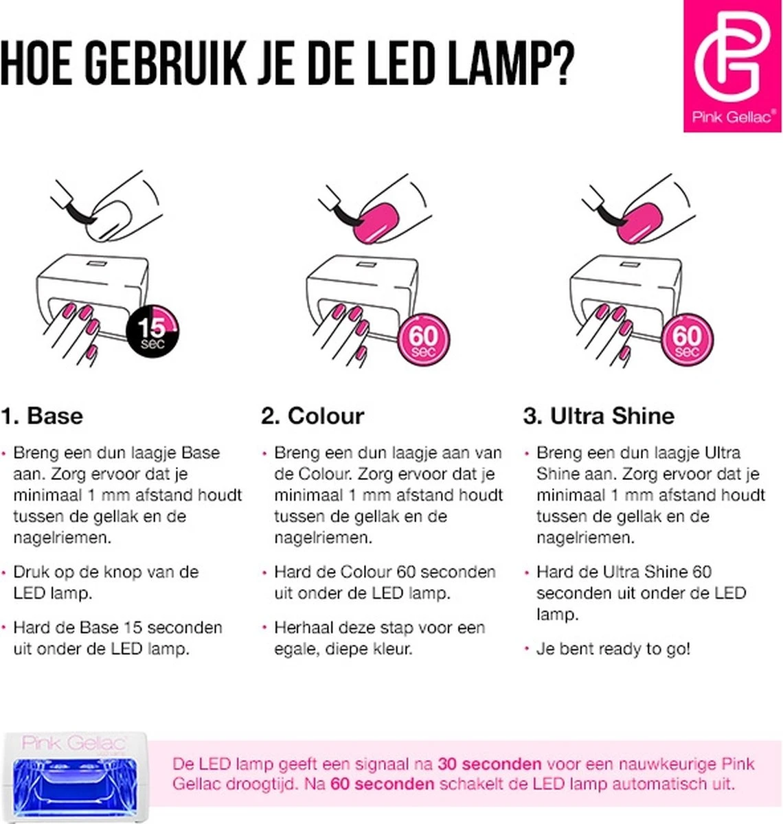 Pink Gellac - LED Lamp - Nageldroger Voor Gellak - Wit - Met Timer 6 Pink Gellac - LED Lamp - Nageldroger Voor Gellak - Wit - Met Timer - Image 4