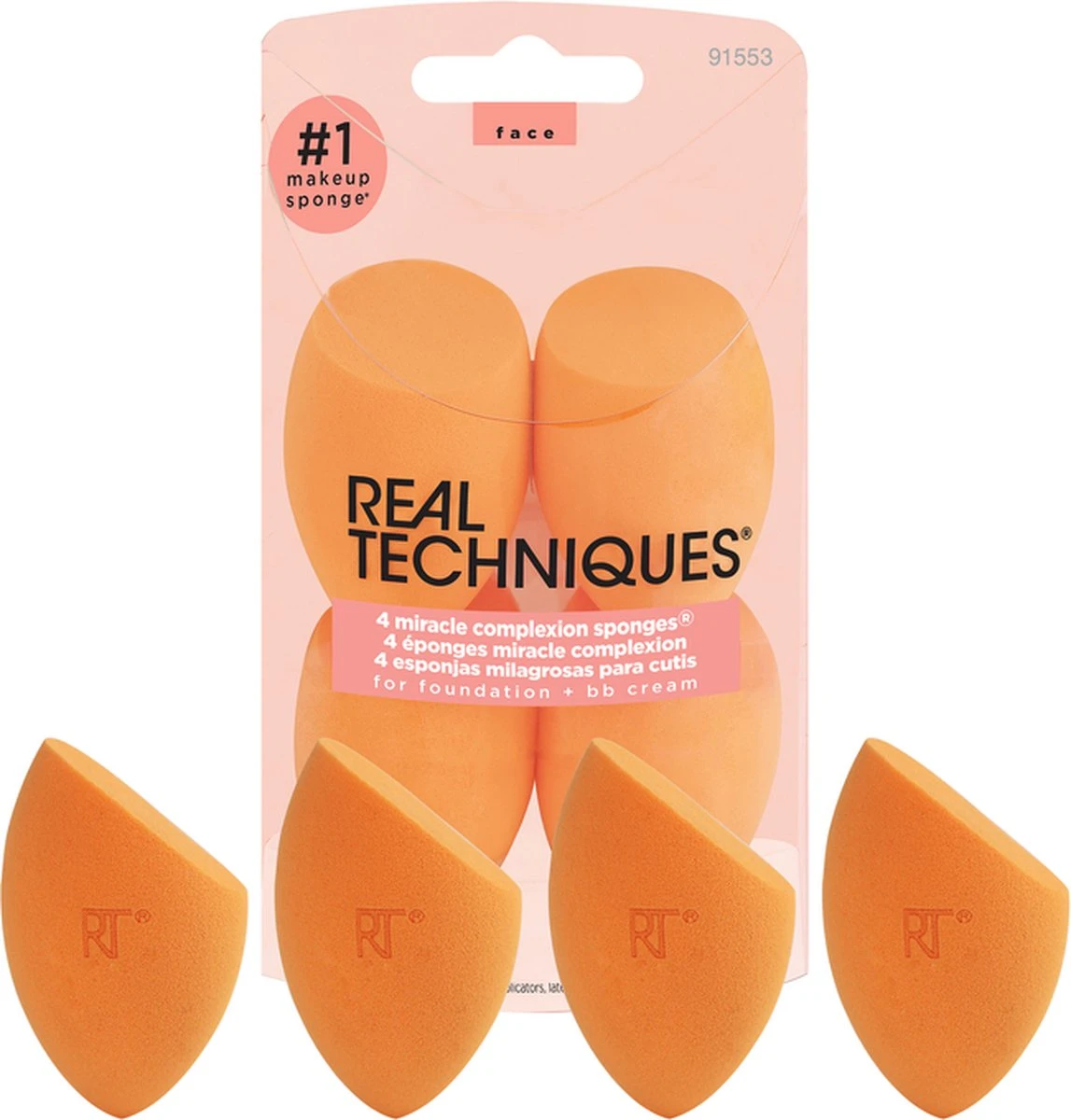 Real Techniques Miracle Complexion Sponge 4 Pack - Make-up Spons 3 Real Techniques Miracle Complexion Sponge 4 Pack - Make-up Spons