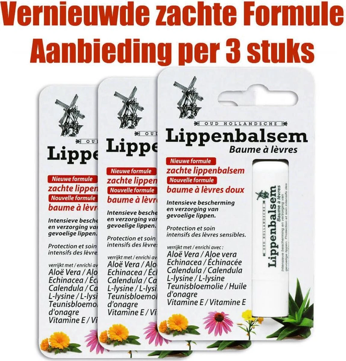 Oud Hollandsche Lippenbalsem /Lippenbalsem/calendula/echinacea/lysine/aloe/aloevera/aloe Vera/teunisbloem/vitamine E/droge Lippen/lipblaasjes/gesprongen Lippen 4 Oud Hollandsche Lippenbalsem /Lippenbalsem/calendula/echinacea/lysine/aloe/aloevera/aloe Vera/teunisbloem/vitamine E/droge Lippen/lipblaasjes/gesprongen Lippen - Image 2