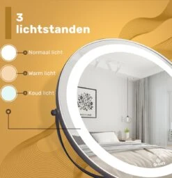 Great's® Make Up Spiegel Met LED Verlichting - ⌀ 40cm - Visagie Spiegel Rond - Extra Close Up Spiegeltje 10x - Zwart -Modecosmetica Winkel 1157x1200 7