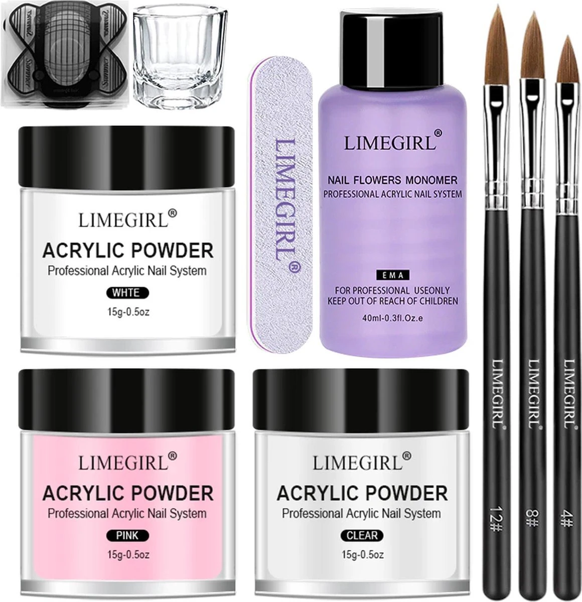 Professionele Acryl Nagels Starterpakket - Kunstnagels - Dipping Powder - Nail Art - Crystal Poeder - Gellak Starterspakket 3 Professionele Acryl Nagels Starterpakket - Kunstnagels - Dipping Powder - Nail Art - Crystal Poeder - Gellak Starterspakket