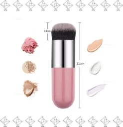 Merkloos EPIN | Poederkwast | Foundation Kwast | Powder Brush | Make-up Kwast | Roze Met Zilver