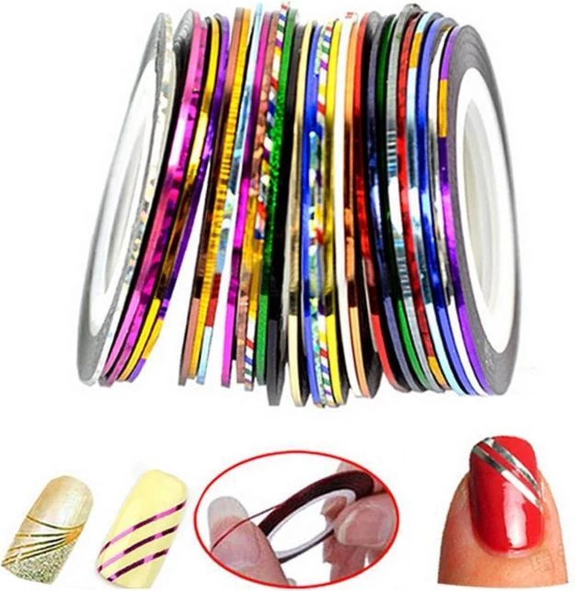 10 Rolletjes Striper 1mm Nail Art Striping Tape / Sparkolia Decoratie Sticker Nagel / Multicolor Gemengde Kleuren 9 10 Rolletjes Striper 1mm Nail Art Striping Tape / Sparkolia Decoratie Sticker Nagel / Multicolor Gemengde Kleuren - Image 7