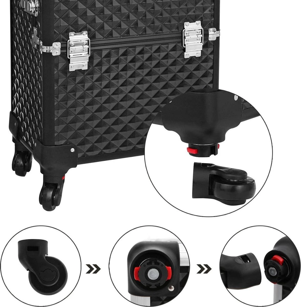 Merkloos Trolley, Make-up Koffer, Cosmetische Koffer, Voor Nageldesign, Make-up Organizer, Koffer Met Draagtas, Zwart JHZ04B 8 Merkloos Trolley, Make-up Koffer, Cosmetische Koffer, Voor Nageldesign, Make-up Organizer, Koffer Met Draagtas, Zwart JHZ04B - Image 6