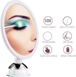 Merkloos Make-Up Spiegel Met Led Verlichting En Zuignap - 360° Verstelbaar 10x Vergroot -Modecosmetica Winkel 1184x1200 13
