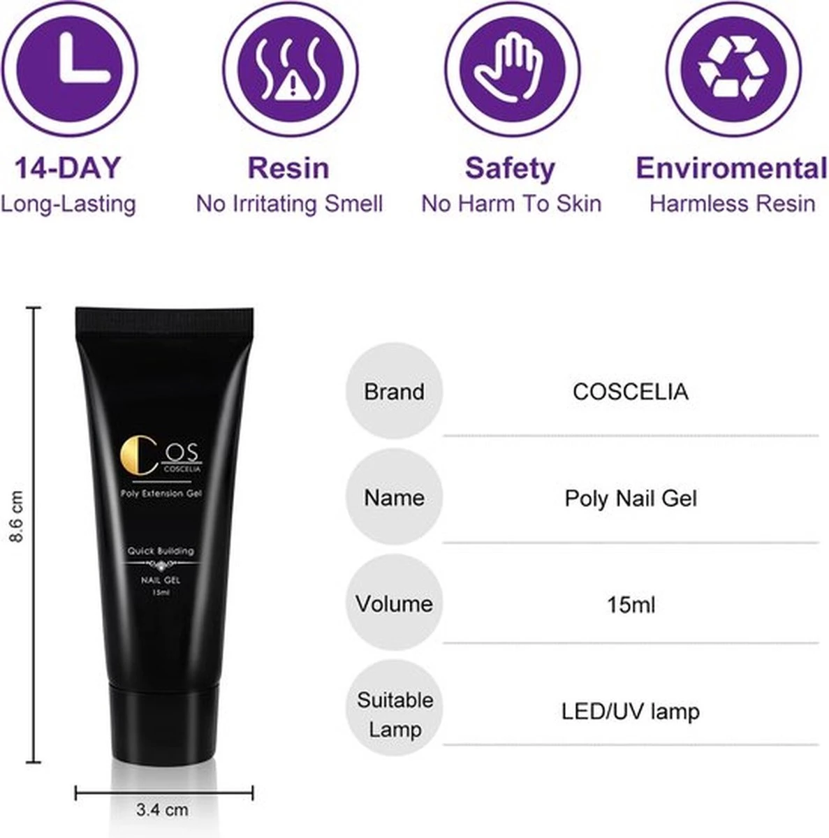 Polygel Kit- Polygel Nagels- Polygel Starter Set- 1x36W LED Nagel Droger Lamp 6x15ML Poly Gel 1 X Top Coat 1 X Base Coat 6x5ML UV Gel 1 X Dual End Nail Borstel 1x50Pcs Clear Quick Building Mold Tips 1x30ML Cleanser Plus 1 X Nagelvijl 1x6-Man 6 Polygel Kit- Polygel Nagels- Polygel Starter Set- 1x36W LED Nagel Droger Lamp 6x15ML Poly Gel 1 X Top Coat 1 X Base Coat 6x5ML UV Gel 1 X Dual End Nail Borstel 1x50Pcs Clear Quick Building Mold Tips 1x30ML Cleanser Plus 1 X Nagelvijl 1x6-Man - Image 4