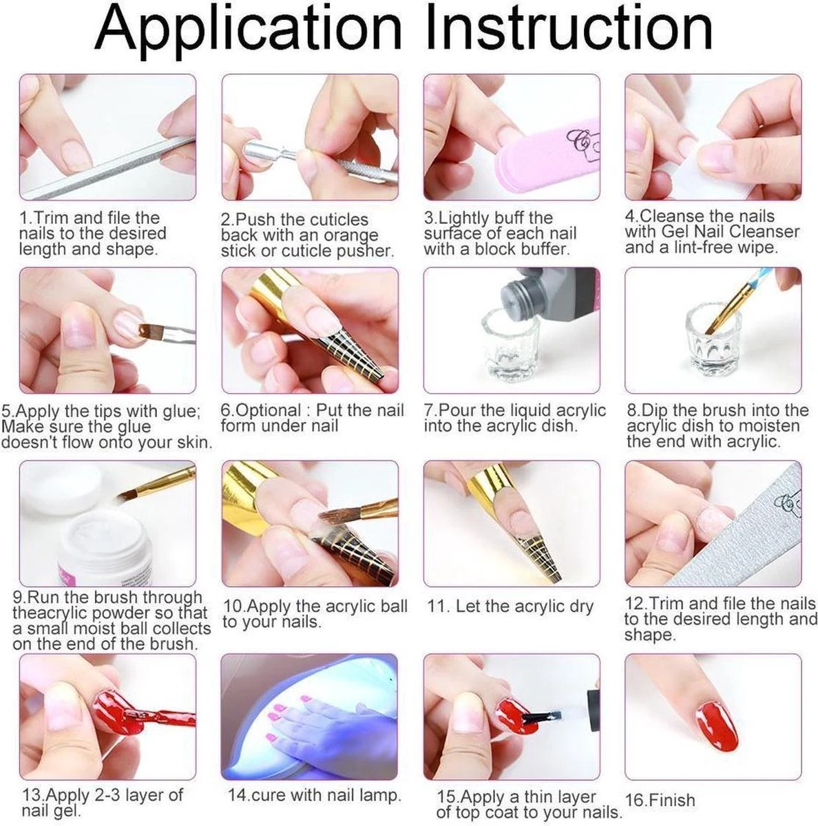 LOUZIR Acrylnagels Starterspakket- 42 Kleuren Acryl Poeders- Nagelgel- Glitters - Cadeautip 8 LOUZIR Acrylnagels Starterspakket- 42 Kleuren Acryl Poeders- Nagelgel- Glitters - Cadeautip - Image 6