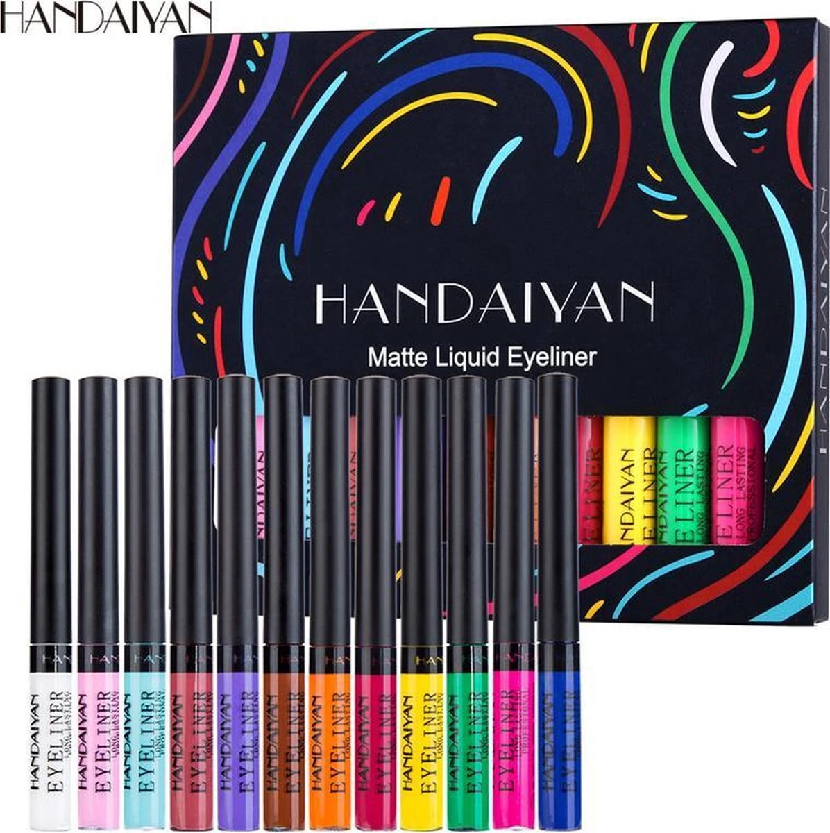 HANDAIYAN® | Liquid Eyeliner | Set Van 12 Kleuren | Gekleurde Eyeliner Set | Make Up | Waterproof | Langhoudend 3 HANDAIYAN® | Liquid Eyeliner | Set Van 12 Kleuren | Gekleurde Eyeliner Set | Make Up | Waterproof | Langhoudend
