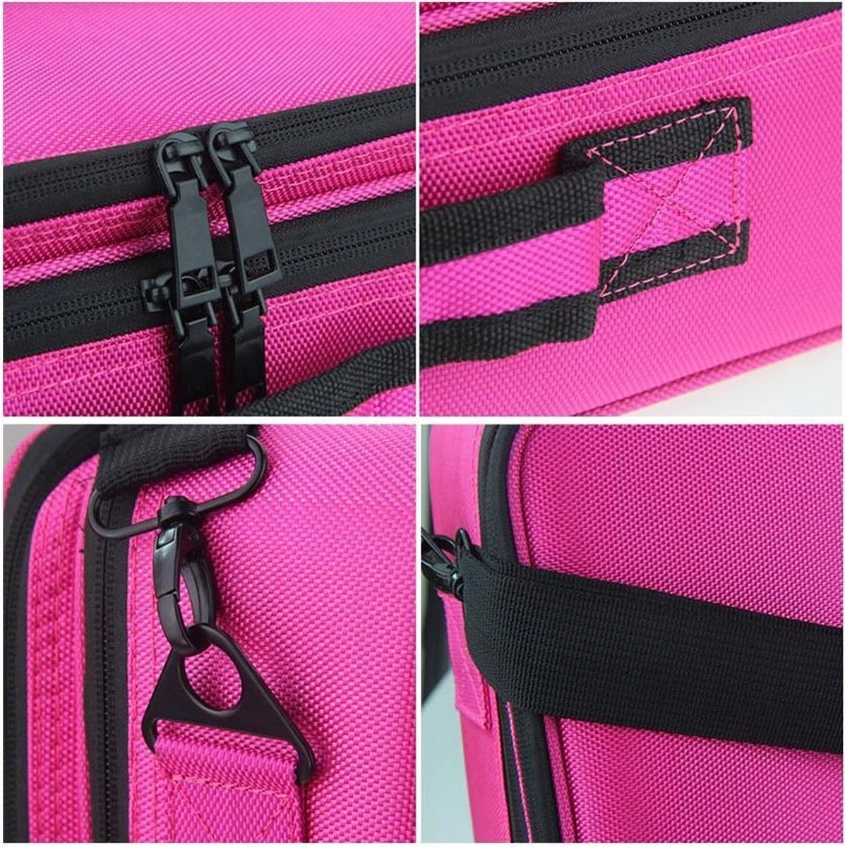 Cosmetica Koffer - Make-up Koffer Met Verstelbare Vakken - Visagie En Nagelstyliste Beauty Koffer - 35x25x11CM - Roze 14 Cosmetica Koffer - Make-up Koffer Met Verstelbare Vakken - Visagie En Nagelstyliste Beauty Koffer - 35x25x11CM - Roze - Image 12