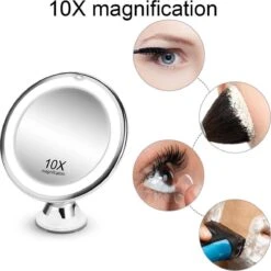 Merkloos Make-Up Spiegel Met Led Verlichting En Zuignap - 360° Verstelbaar 10x Vergroot -Modecosmetica Winkel 1198x1200 79