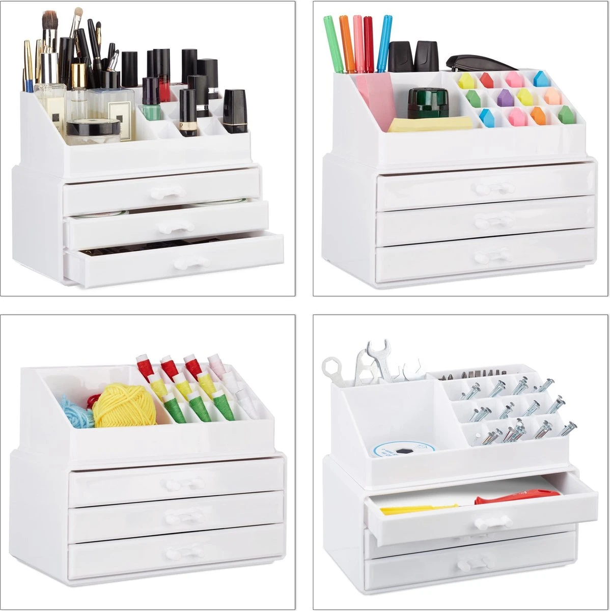 Relaxdays Make-up Organizer Klein - Stapelbaar - Sieradendoosje - Cosmetica - Opbergbox - Wit 10 Relaxdays Make-up Organizer Klein - Stapelbaar - Sieradendoosje - Cosmetica - Opbergbox - Wit - Image 8