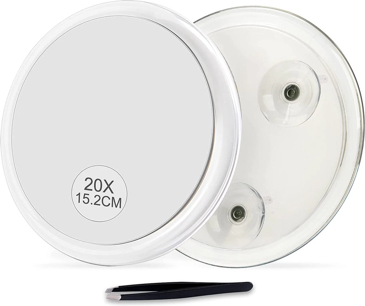 6 Inch, 20 X Vergrotende Spiegel Met Zuignappen, Gebruik Voor Make-up Applicatie, Pincet En Mee-eter/onzuiverheid, Transparant 3 6 Inch, 20 X Vergrotende Spiegel Met Zuignappen, Gebruik Voor Make-up Applicatie, Pincet En Mee-eter/onzuiverheid, Transparant