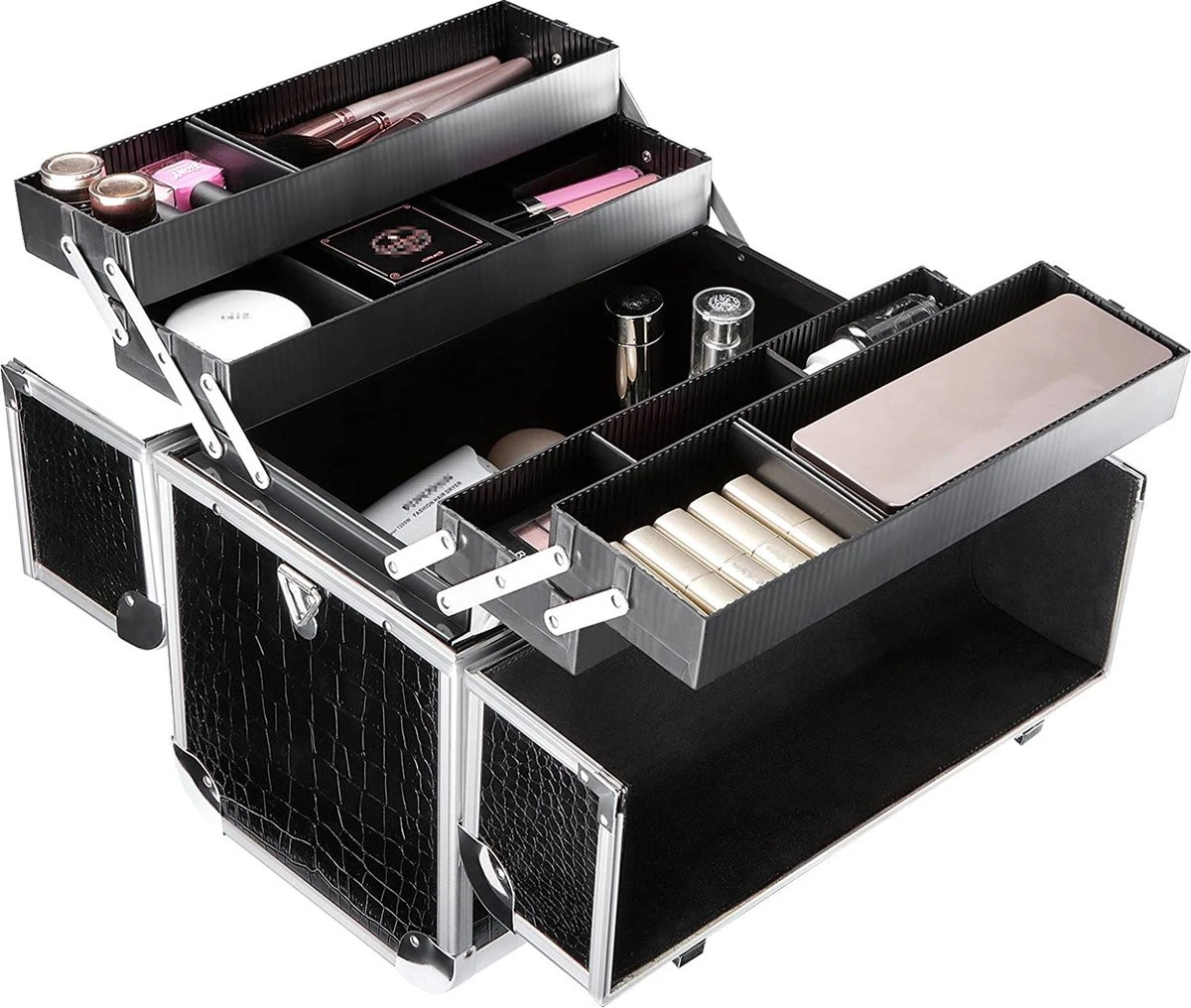 A.T. Shop Cosmeticakoffer, Make-up Koffer, Beauty Case, Bewaren Van Make-up, Nagellak. Zwart 5 A.T. Shop Cosmeticakoffer, Make-up Koffer, Beauty Case, Bewaren Van Make-up, Nagellak. Zwart - Image 3