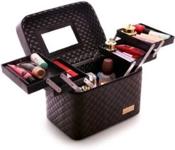 Make Up Koffer En Organizer - Beautycase Met Spiegel - Dames - Cosmetica En Visagie - Zwart