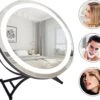 Great's® Make Up Spiegel Met LED Verlichting - ⌀ 40cm - Visagie Spiegel Rond - Extra Close Up Spiegeltje 10x - Zwart