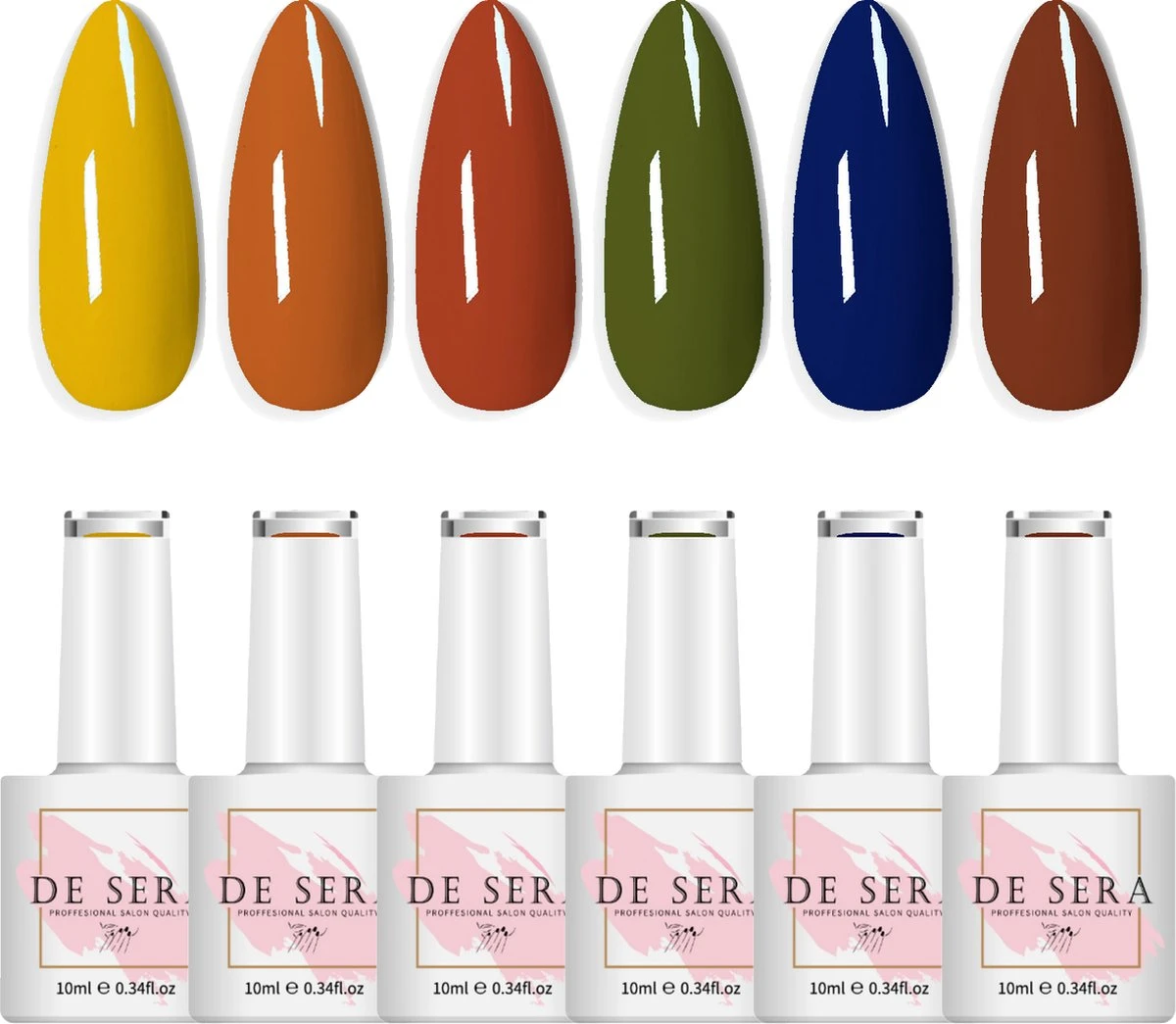 De Sera Gellak 6-delige Set - Gel Nagellak - Herfstkleuren - Herfst - 10ML - Born In Autumn 3 De Sera Gellak 6-delige Set - Gel Nagellak - Herfstkleuren - Herfst - 10ML - Born In Autumn