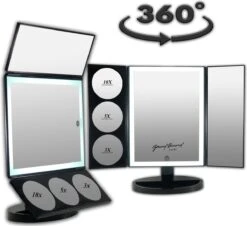 GROTE, Drieluik LED Make-up Spiegel Touch Knop En Dimmer 1, 3, 5 En 10 Maal Vergroting Inclusief Usb Kabel, Spiegels 10 GROTE, Drieluik LED Make-up Spiegel Touch Knop En Dimmer 1, 3, 5 En 10 Maal Vergroting Inclusief Usb Kabel, Spiegels -Modecosmetica Winkel 1200x1096 4