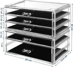 SONGMICS Make-up Organiser, 2-delige Opbergdozen Voor Sieraden En Cosmetica, Stapelbaar, Met 5 Laden, Transparant Polystyreen JMU32TP 12 SONGMICS Make-up Organiser, 2-delige Opbergdozen Voor Sieraden En Cosmetica, Stapelbaar, Met 5 Laden, Transparant Polystyreen JMU32TP -Modecosmetica Winkel 1200x1102 10