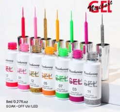 Nail Art Gel - Fine Liner Gel - 12 Stuks - UV/LED Gel - Gellak - Nagel Gellak - UV/LED Lamp - UV/LED Nageldroger - Gelnagels - Nepnagels - Acrylnagels - Tekenpenseel Nagels - Professioneel - Hoge Kwaliteit -Modecosmetica Winkel 1200x1115