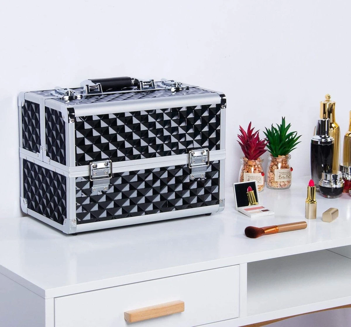 Make-upkoffer, Kapperskoffer, Cosmeticakoffer, Lege Nagelkoffer, Multikoffer, Afsluitbaar Voor Nageldesign/massageolie/fotoapparatuur, 34,7 X 22,2 X 25 Cm HMTM-YAHEE-411176 7 Make-upkoffer, Kapperskoffer, Cosmeticakoffer, Lege Nagelkoffer, Multikoffer, Afsluitbaar Voor Nageldesign/massageolie/fotoapparatuur, 34,7 X 22,2 X 25 Cm HMTM-YAHEE-411176 - Image 5