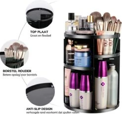 ESSIBLE Make-Up Organizer - 360° Roterend - Opbergbox - Opbergdoos Cosmetica - Sieradendoos - Nagellak - Lippenstift - Zwart -Modecosmetica Winkel 1200x1122 10