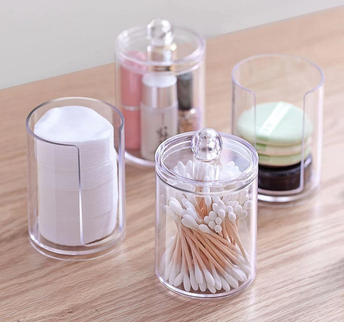 Without Lemon - Wattenstaafjes En Wattenschijfjes Houder - Dubbel Transparant Opberghouder - Opbergdoosje - Makeup Organizer - Zonder Zijopening - Met Deksel - Stapelbaar 4 Without Lemon - Wattenstaafjes En Wattenschijfjes Houder - Dubbel Transparant Opberghouder - Opbergdoosje - Makeup Organizer - Zonder Zijopening - Met Deksel - Stapelbaar - Image 2