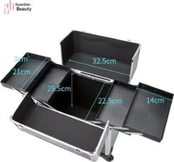 Kapper Koffer| Nagel | Visagist | Make-up | Cosmetica | Schminken | Trolley Stevig En Gemaakt Van Aluminium | 3 Delig | 8 Wielen | Bedekt Met Mooie Zilver Strips 10 Kapper Koffer| Nagel | Visagist | Make-up | Cosmetica | Schminken | Trolley Stevig En Gemaakt Van Aluminium | 3 Delig | 8 Wielen | Bedekt Met Mooie Zilver Strips -Modecosmetica Winkel 1200x1124 3