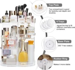 AMEITECH Make-uporganizer, Verstelbaar 360 Roterende Cosmetische Opslagcarrousel Draaiende Houder Opbergrek Met 5 Lagen Grote Capaciteit, Geweldig Voor Aanrecht Ijdelheid, Vierkant 12 AMEITECH Make-uporganizer, Verstelbaar 360 Roterende Cosmetische Opslagcarrousel Draaiende Houder Opbergrek Met 5 Lagen Grote Capaciteit, Geweldig Voor Aanrecht Ijdelheid, Vierkant -Modecosmetica Winkel 1200x1129 12