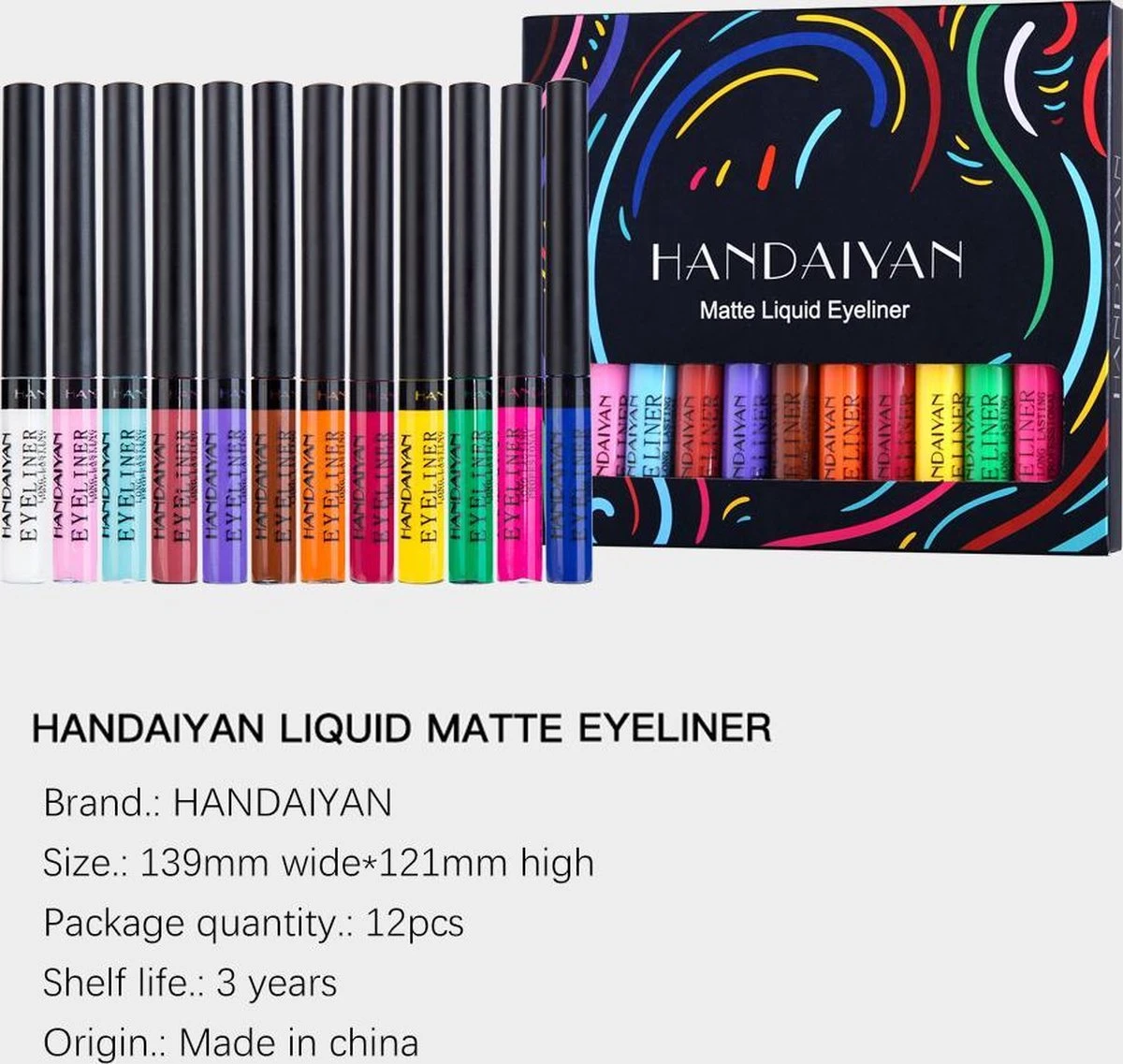 HANDAIYAN® | Liquid Eyeliner | Set Van 12 Kleuren | Gekleurde Eyeliner Set | Make Up | Waterproof | Langhoudend 6 HANDAIYAN® | Liquid Eyeliner | Set Van 12 Kleuren | Gekleurde Eyeliner Set | Make Up | Waterproof | Langhoudend - Image 4