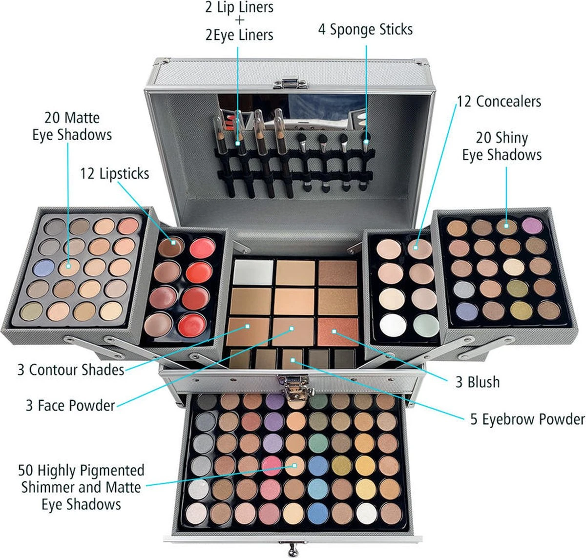 Professionele Make-up Koffer 132 Delig - Make Up Koffer Met Inhoud - Make Up Koffer Meisjes - Make Up Koffer Kinderen 6 Professionele Make-up Koffer 132 Delig - Make Up Koffer Met Inhoud - Make Up Koffer Meisjes - Make Up Koffer Kinderen - Image 4