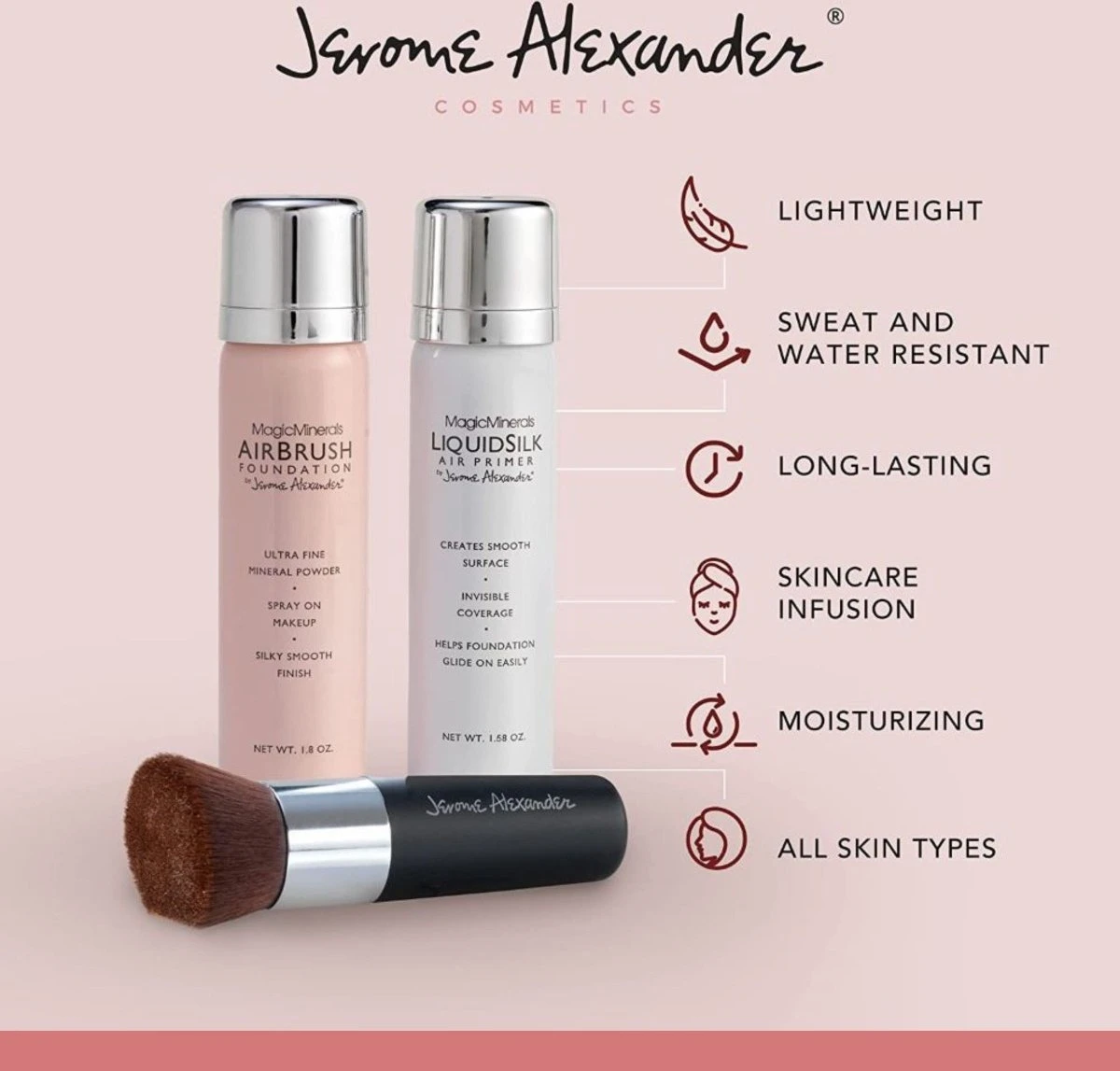 Magic Minerals AirBrush Foundation 3-delige Set By Jerome Alexander – Warm/Beige – Foundation En LiquidSilk Airbrush Primer Kit – Met Gratis Kabuki Kwast - Make-up Met Een Natuurlijke Dekking 9 Magic Minerals AirBrush Foundation 3-delige Set By Jerome Alexander – Warm/Beige – Foundation En LiquidSilk Airbrush Primer Kit – Met Gratis Kabuki Kwast - Make-up Met Een Natuurlijke Dekking - Image 7