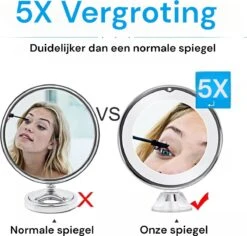 Merkloos Make-Up Spiegel - 5X Vergroting - LED Licht - Make Up Spiegel Met Verlichting - Vergrootspiegel Met Zuignap -Modecosmetica Winkel 1200x1148 12
