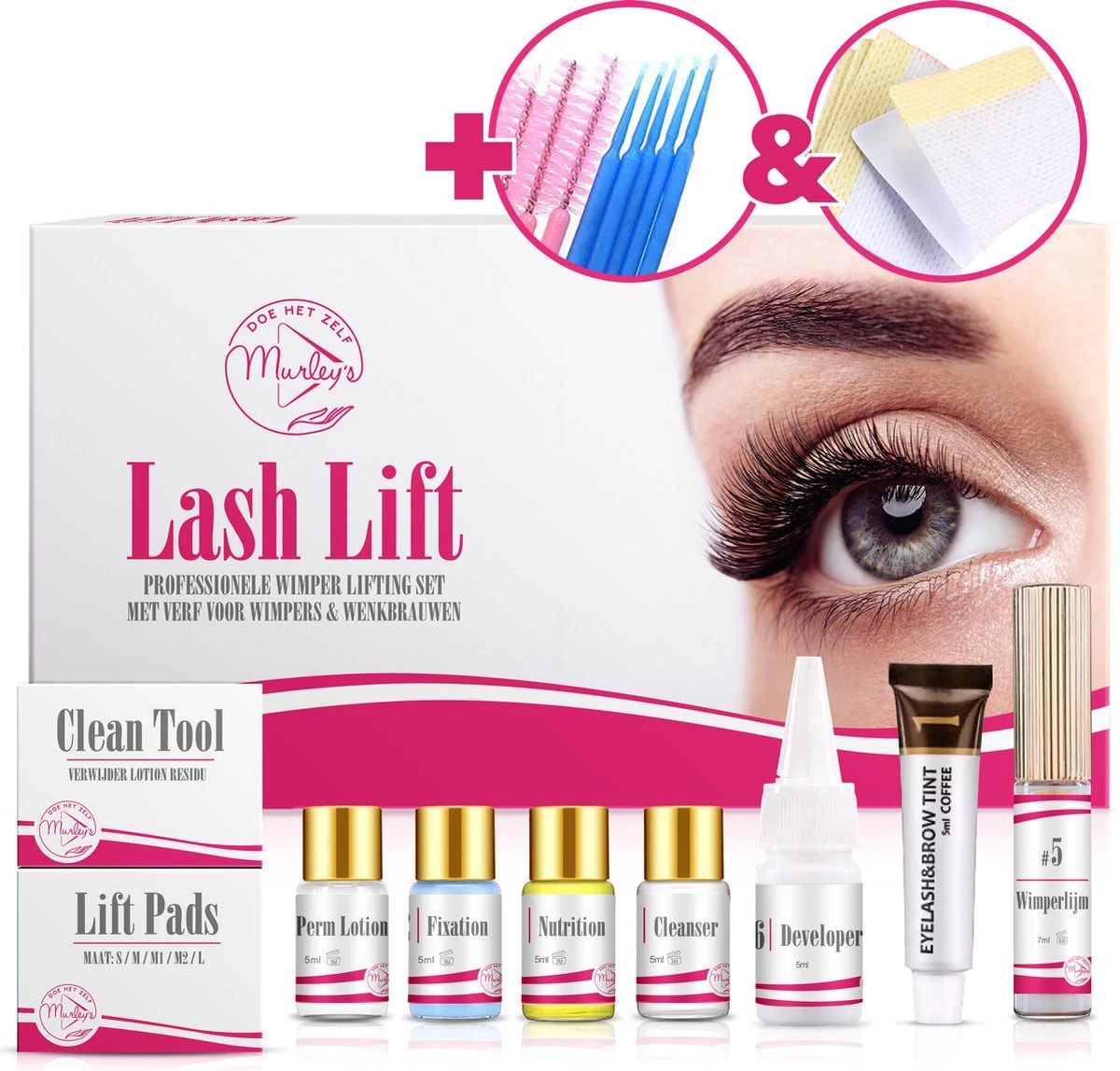 MURLEY'S Lashlift Set Met Wimperverf & Wenkbrauwverf, Met Zwarte Verf 3 MURLEY'S Lashlift Set Met Wimperverf & Wenkbrauwverf, Met Zwarte Verf