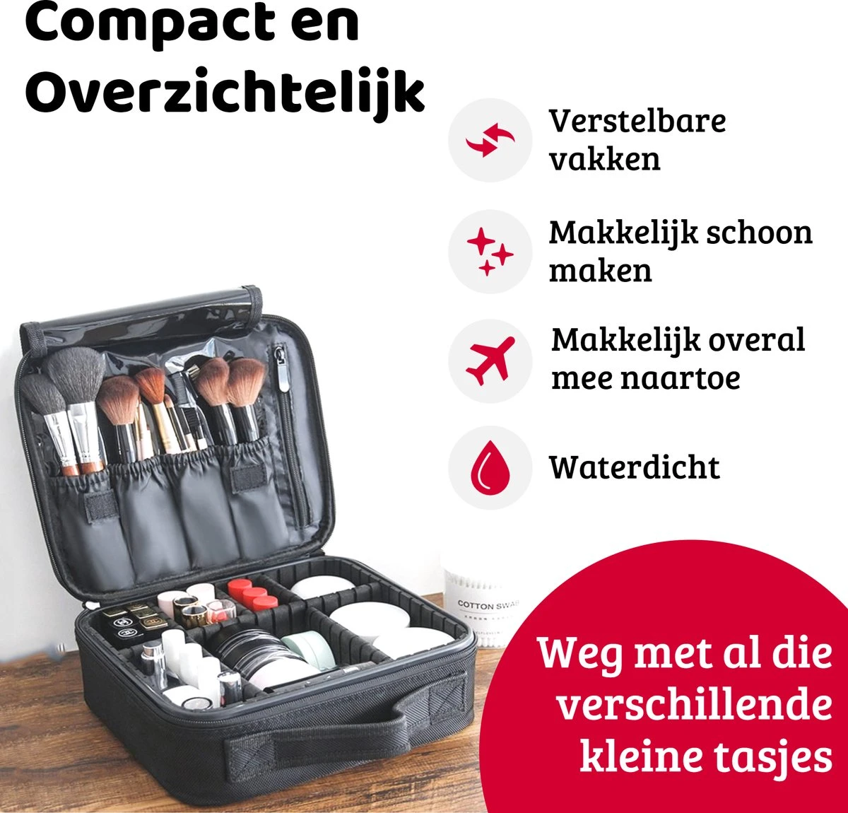 Mmoods Make-up Koffer – Make Up Tas Reizen – Makeup Organizer Verstelbaar -Beautycase Waterdicht – Make-up Tasje Voor Onderweg – Toilettas Voor Cosmetica Zwart 10 Mmoods Make-up Koffer – Make Up Tas Reizen – Makeup Organizer Verstelbaar -Beautycase Waterdicht – Make-up Tasje Voor Onderweg – Toilettas Voor Cosmetica Zwart - Image 8