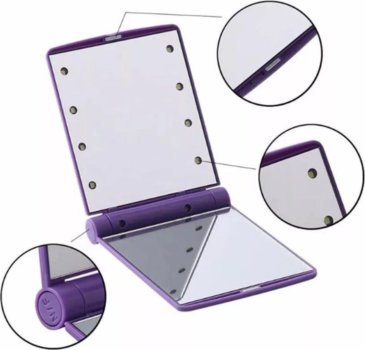 Compacte Make-up Spiegel- LED Mirror- Inklapbaar Met Verlichting- Draagbare Mini Make-up Spiegel 8 Compacte Make-up Spiegel- LED Mirror- Inklapbaar Met Verlichting- Draagbare Mini Make-up Spiegel - Image 6