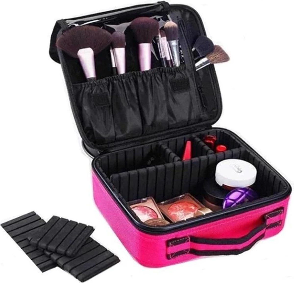 Cosmetica Koffer - Make-up Koffer Met Verstelbare Vakken - Visagie En Nagelstyliste Beauty Koffer - 26x23x9CM - Roze 14 Cosmetica Koffer - Make-up Koffer Met Verstelbare Vakken - Visagie En Nagelstyliste Beauty Koffer - 26x23x9CM - Roze - Image 12