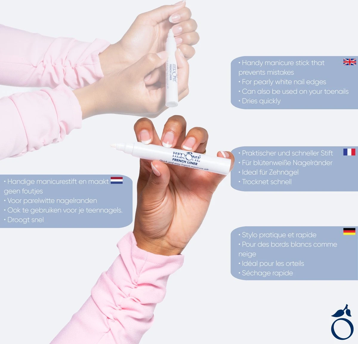 Herome French Liner - Manicurestift - Creëer Witte Nagelranden In Een Handomdraai - 5ml. 5 Herome French Liner - Manicurestift - Creëer Witte Nagelranden In Een Handomdraai - 5ml. - Image 3