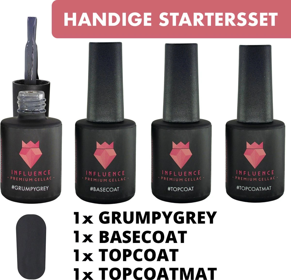 #GRUMPYGREYSERIE - Influence Gellac - Grijze Gellak - Gellak Grijs UV - UV Gellak - Gel Nagellak - Basecoat - Topcoat - Topcoatmat - No Wipe - Startersset - Kado Vrouw - Valentijns Cadeau - Kado Voor Haar - 4 X 10 Ml 3 #GRUMPYGREYSERIE - Influence Gellac - Grijze Gellak - Gellak Grijs UV - UV Gellak - Gel Nagellak - Basecoat - Topcoat - Topcoatmat - No Wipe - Startersset - Kado Vrouw - Valentijns Cadeau - Kado Voor Haar - 4 X 10 Ml