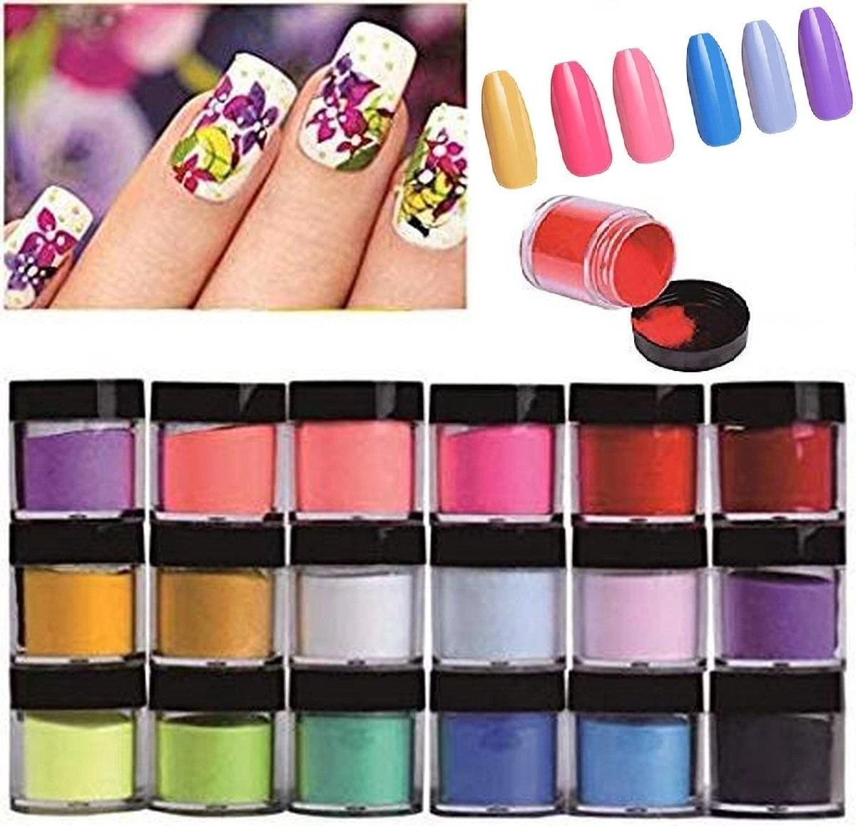 Royala | 18-Delige Acryl Poeder Set | Totaal 108 Gram Aan Poeders | Acryl Nagels | Starter Set Voor Nail Art| 18 Kleuren | Nail Art 5 Royala | 18-Delige Acryl Poeder Set | Totaal 108 Gram Aan Poeders | Acryl Nagels | Starter Set Voor Nail Art| 18 Kleuren | Nail Art - Image 3