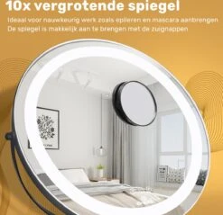 Great's® Make Up Spiegel Met LED Verlichting - ⌀ 40cm - Visagie Spiegel Rond - Extra Close Up Spiegeltje 10x - Zwart -Modecosmetica Winkel 1200x1162 9
