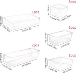 Aokyom Make-uporganizer, 18 Stuks, Kunststof Opbergdozen Voor Kantoor, Lades, Organizer, Lade-organizer, Doorzichtige Lade-inzet Voor Bureau, Keuken, Badkamer -Modecosmetica Winkel 1200x1163 15