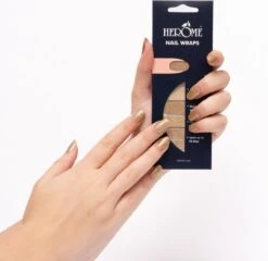 Herome Nail Wraps Starterkit Golden Glitter - 2x10 Nagelstickers - Inclusief Top Coat 4ml - In Organza Verpakt 10 Herome Nail Wraps Starterkit Golden Glitter - 2x10 Nagelstickers - Inclusief Top Coat 4ml - In Organza Verpakt -Modecosmetica Winkel 1200x1164